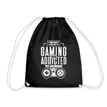 Gaming Addiction Gamer Playing Videogame - Drawstring Bag - black - Front