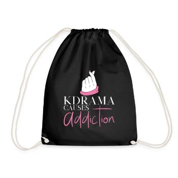 Kdrama Addiction Binge Watching Korean Drama - Drawstring Bag - black - Front