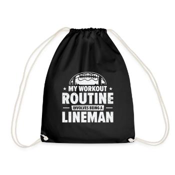 Football Lineman Life Workout Routine Player - Drawstring Bag - black - Front