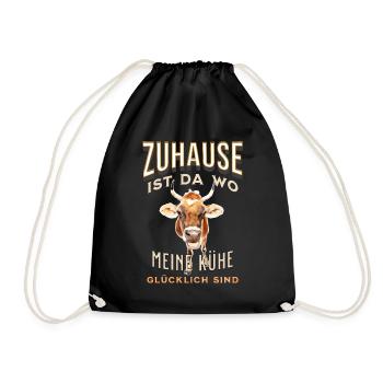 Zuhause ist da wo meine Kühe glücklich sind Shirt - Turnbeutel - Schwarz - Vorne