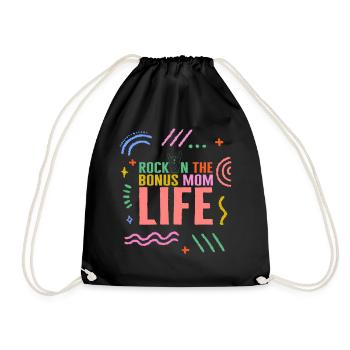Step Mom Shirt, Rock'n The Bonus Mom Life Tee, - Turnbeutel - Schwarz - Vorne