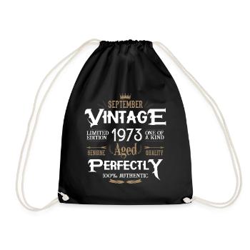 September 1973 born Legends birthday - Drawstring Bag - black - Front
