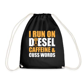 Mechanic Car Garage - Run On Diesel, Caffeine and - Turnbeutel - Schwarz - Vorne