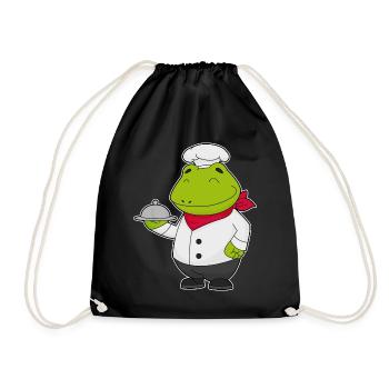 Frosch Koch Servierglocke Kochen - Turnbeutel - Schwarz - Vorne
