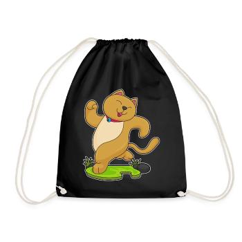 Cat Jogger Jogging Sport - Drawstring Bag - black - Front