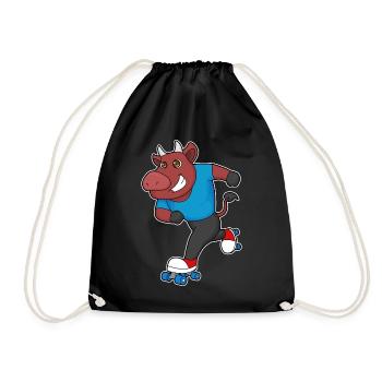 Stier Rollschuhfahren Rollschuhe - Turnbeutel - Schwarz - Vorne