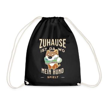 Zuhause ist da wo mein Hund spielt T-Shirt - Turnbeutel - Schwarz - Vorne