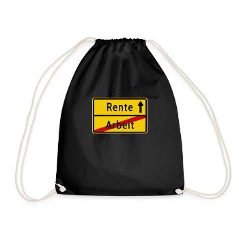 Arbeit Rente Ortsschild - Turnbeutel - Schwarz - Vorne