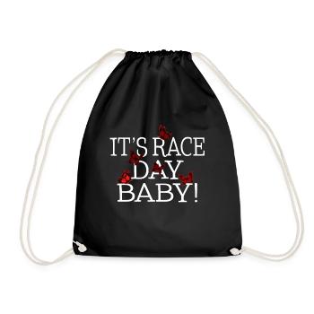 Racing Shirt, It's Race Day Baby Butterfly Tee, - Drawstring Bag - black - Front
