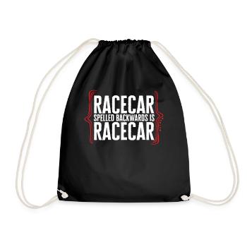 Racecar Spelled Backwards Is Racecar Shirt, Funny - Drawstring Bag - black - Front