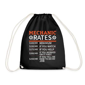 Mechanic Car Garage - Mechanic Rates - Drawstring Bag - black - Front