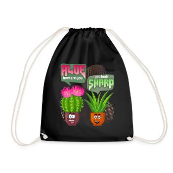 Aloe vera, cactus cactus, funny saying, pun - Drawstring Bag - black - Front