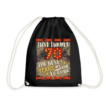 70. Geburtstag 70 Jahre alt Vintage-Design, Spruch - Turnbeutel - Schwarz - Vorne
