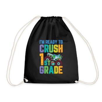 I'M Ready To Crush 1st Grade Rainbow Girls Boys - Drawstring Bag - black - Front