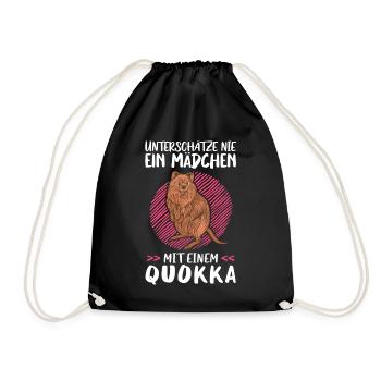 Mädchen mit Quokka australisches Beuteltier - Turnbeutel - Schwarz - Vorne