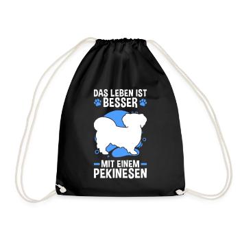 Leben ist besser mit Pekinese Pekingese - Turnbeutel - Schwarz - Vorne