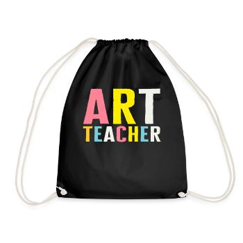 Art Shirt, Artist Palette Brushes Lover, Art - Drawstring Bag - black - Front