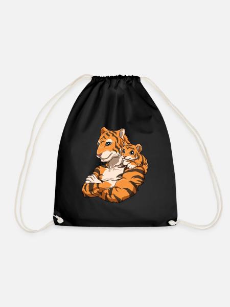 Starker Tiger mit Tiger Kind für einen Tiger - Turnbeutel - Schwarz