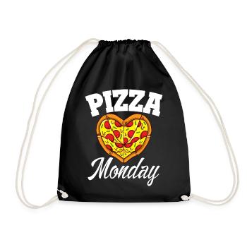 Monday Pizza Night Funny Pizza Lover Fast Food - Drawstring Bag - black - Front