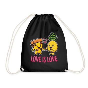 Pineapple Belongs On Pizza Funny Food Love Is Love - Drawstring Bag - black - Front