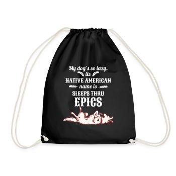 Lazy Dog Sleeps Thru Epics - Drawstring Bag - black - Front