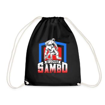 I love Sambo training martial arts martial arts - Drawstring Bag - black - Front