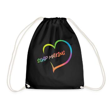Soap Making Crafting Heart - Drawstring Bag - black - Front