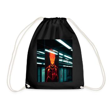 Futuristic cyborg in subway station - Drawstring Bag - black - Front