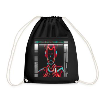 Futuristic cyborg in subway station - Drawstring Bag - black - Front