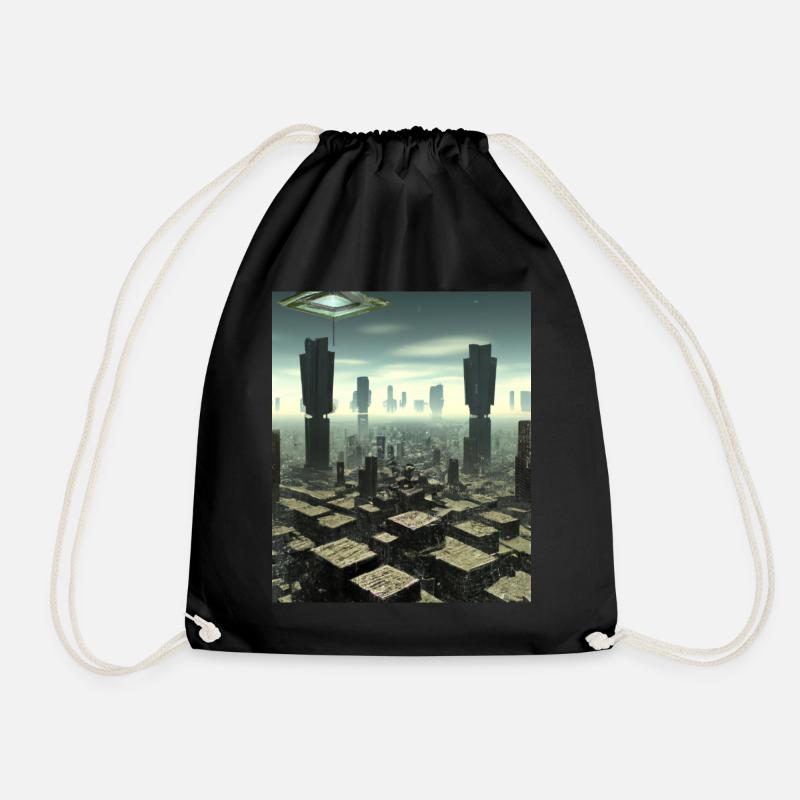 Science Fiction City Future - Drawstring Bag - black