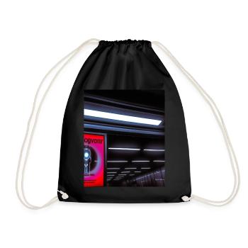 Futuristic cyborg in subway station - Drawstring Bag - black - Front