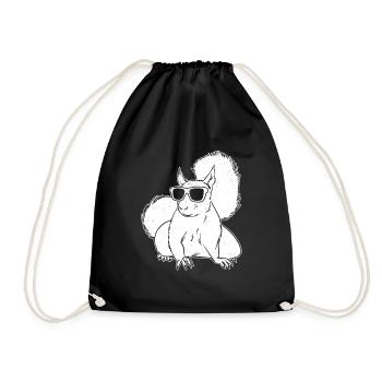 Squirrel Season Squirrel with sunglasses - Drawstring Bag - black - Front