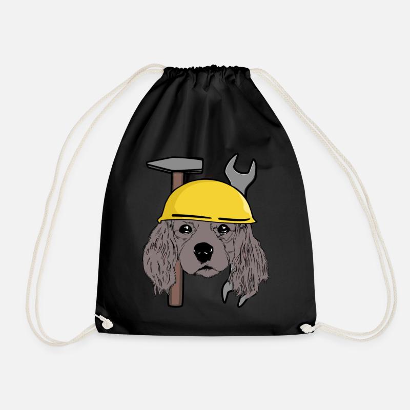 Hundekopf Hund Schutzhelm Baustelle Gewerbe Kind - Turnbeutel - Schwarz