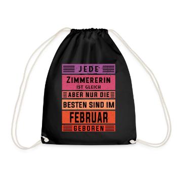 Zimmermann Geburtstag Februar geboren Zimmererin - Turnbeutel - Schwarz - Vorne