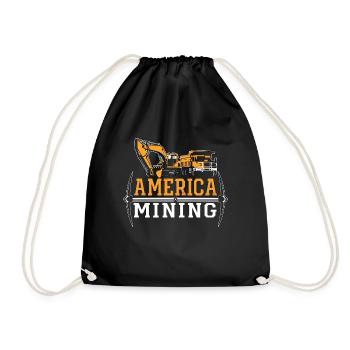 Mining Trucker America Mining Mine Coal Mine Truck - Drawstring Bag - black - Front
