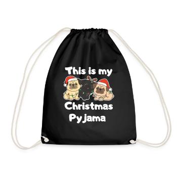 Pug Dogs Christmas Pajamas - Drawstring Bag - black - Front