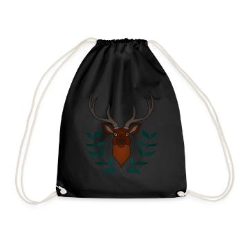 Bois de cerf rouge avec des bois de cerf - Sac de sport léger - noir - Devant