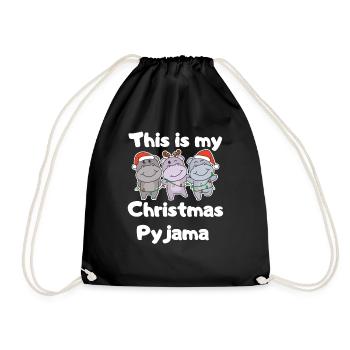 Pyjama de Noël Hippopotame de Noël - Sac de sport léger - noir - Devant