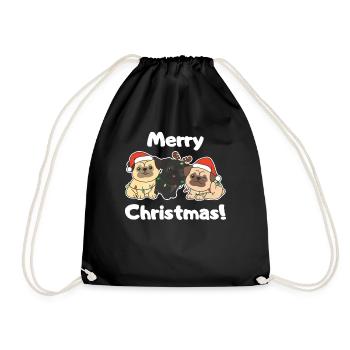 Carlin Noël Animaux mignons Chiens Joyeux Noël - Sac de sport léger - noir - Devant