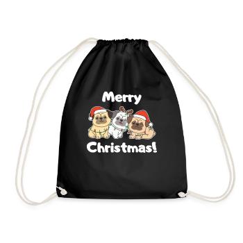Carlin Noël Animaux mignons Chiens Joyeux Noël - Sac de sport léger - noir - Devant
