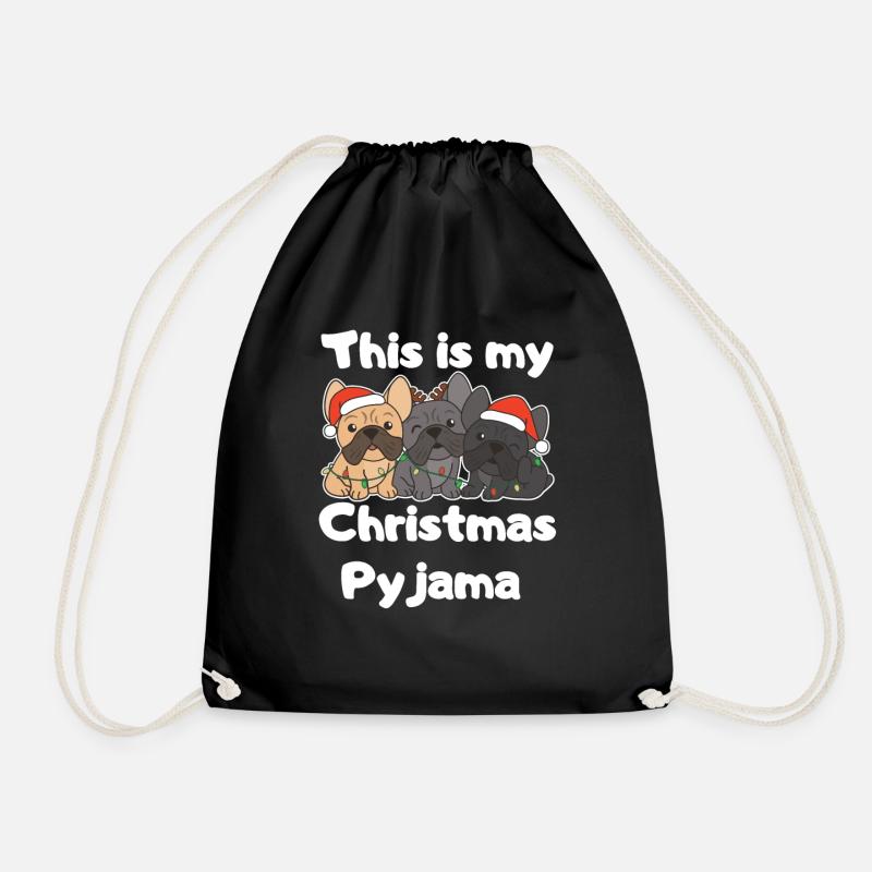 French Bulldog Hunde Weihnachts Schlafanzug - Turnbeutel - Schwarz