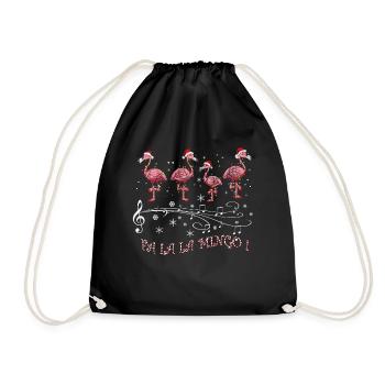 Flamingo Weihnachtsoutfit Weihnachten Winter - Turnbeutel - Schwarz - Vorne