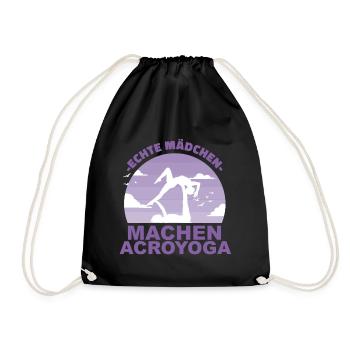 Acroyoga Yoga Partneryoga Partner Geschenk - Turnbeutel - Schwarz - Vorne