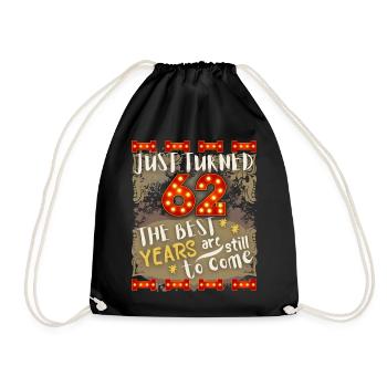 62nd birthday 62 years old vintage design, saying - Drawstring Bag - black - Front