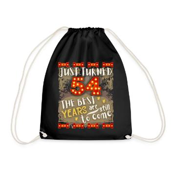 54. Geburtstag 54 Jahre alt Vintage-Design, Spruch - Turnbeutel - Schwarz - Vorne