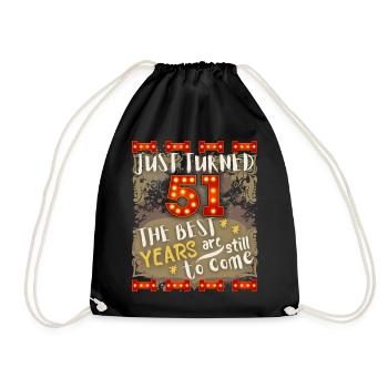 51. Geburtstag 51 Jahre alt Vintage-Design, Spruch - Turnbeutel - Schwarz - Vorne