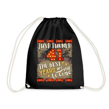 41. Geburtstag 41 Jahre alt Vintage-Design, Spruch - Turnbeutel - Schwarz - Vorne