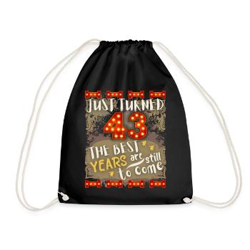 43. Geburtstag 43 Jahre alt Vintage-Design, Spruch - Turnbeutel - Schwarz - Vorne