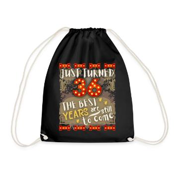 36. Geburtstag 36 Jahre alt Vintage-Design, Spruch - Turnbeutel - Schwarz - Vorne