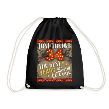 34th birthday 34 years old vintage design, saying - Drawstring Bag - black - Front